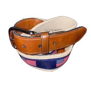 Nautica KCH Woven Ribbon Overlay USA Flag Print Synthetic Leather size 32/80
